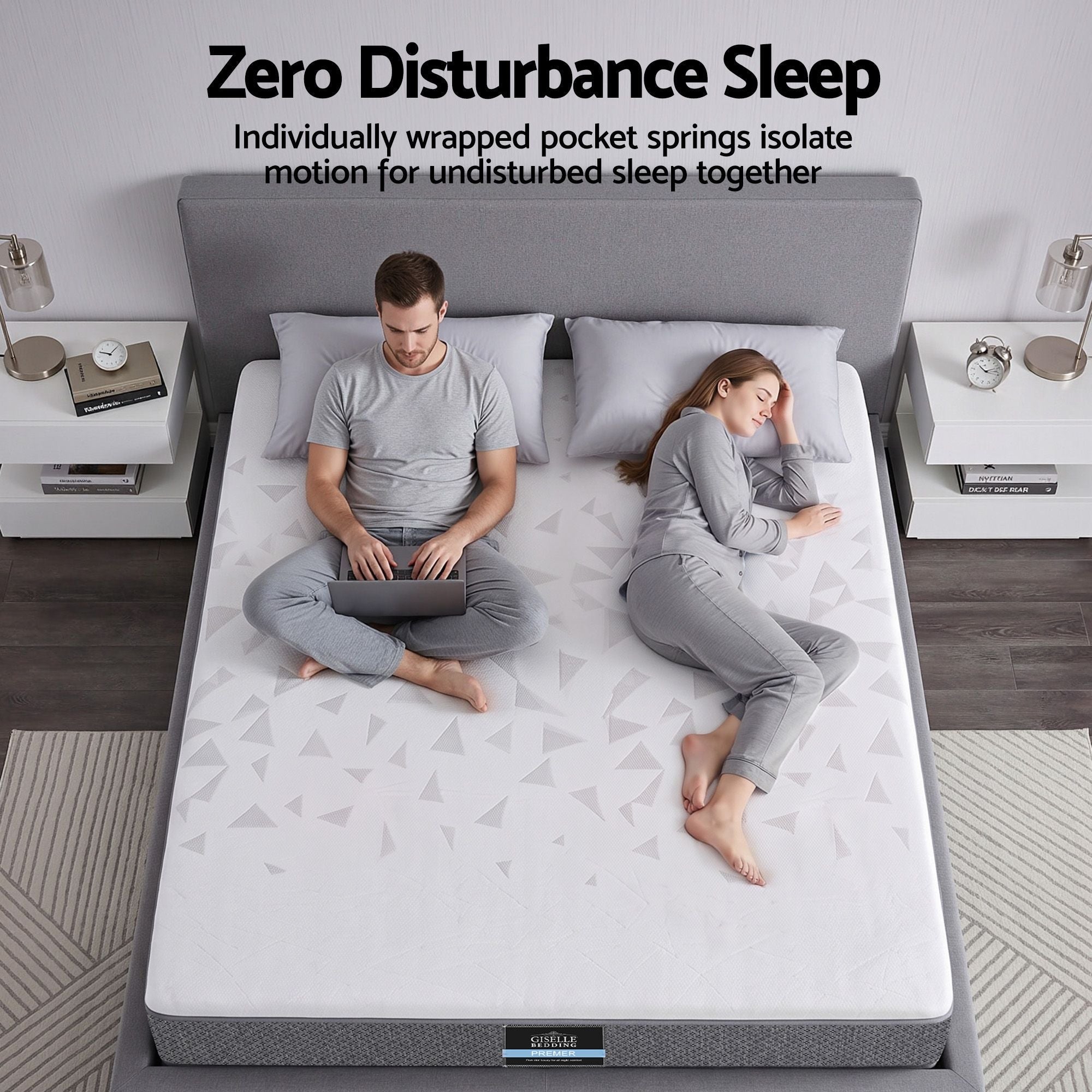 Double Mattress 23cm Pocket Spring Mattress with Adjustable Firmness Reversible Foam Layer for Medium Firm & Firm Support Motion Isolation Bedroom Bed - Furniture > Mattresses > Double Mattress - Rivercity House & Home Co. (ABN 18 642 972 209) - Affordable Modern Furniture Australia
