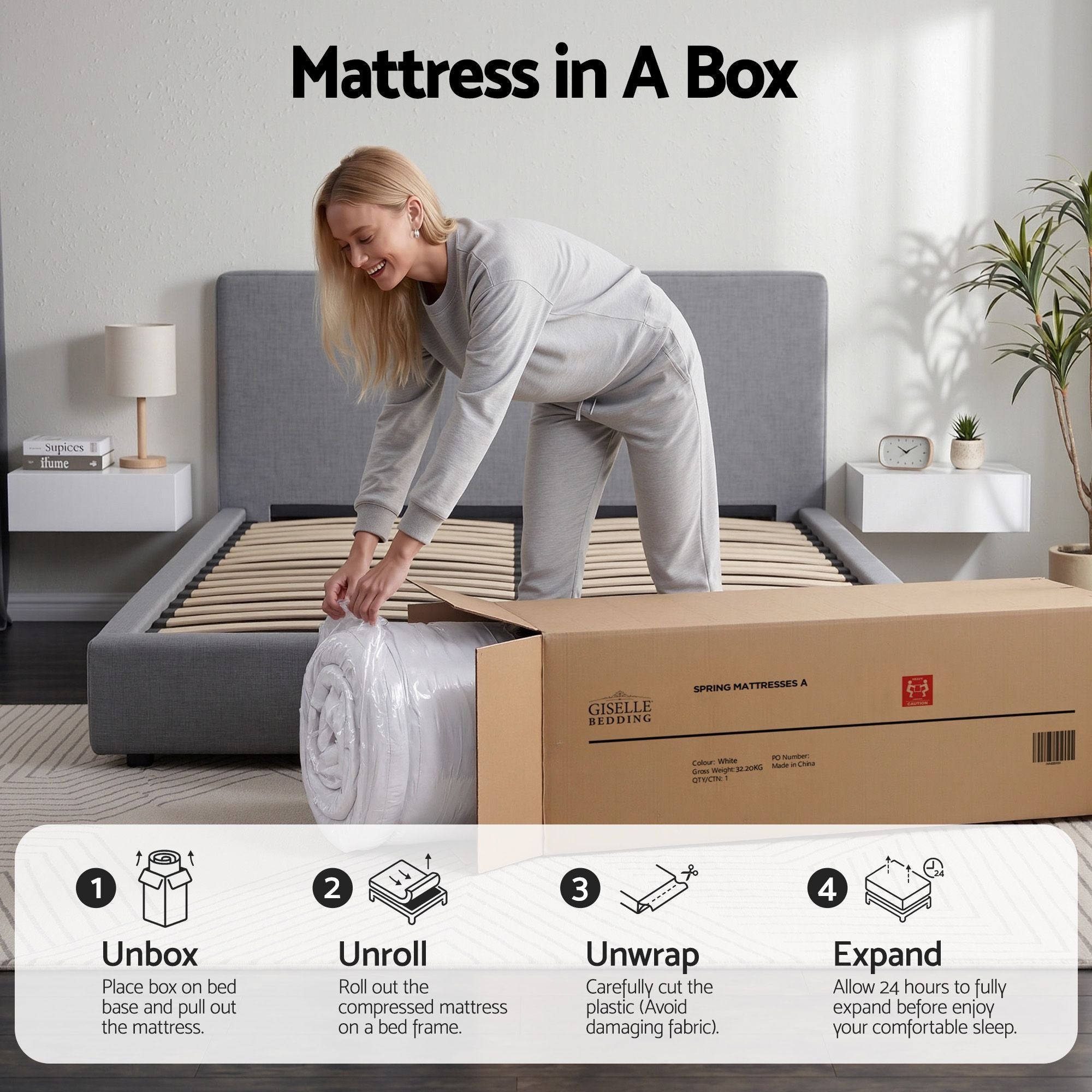 Double Mattress 23cm Pocket Spring Mattress with Adjustable Firmness Reversible Foam Layer for Medium Firm & Firm Support Motion Isolation Bedroom Bed - Furniture > Mattresses > Double Mattress - Rivercity House & Home Co. (ABN 18 642 972 209) - Affordable Modern Furniture Australia