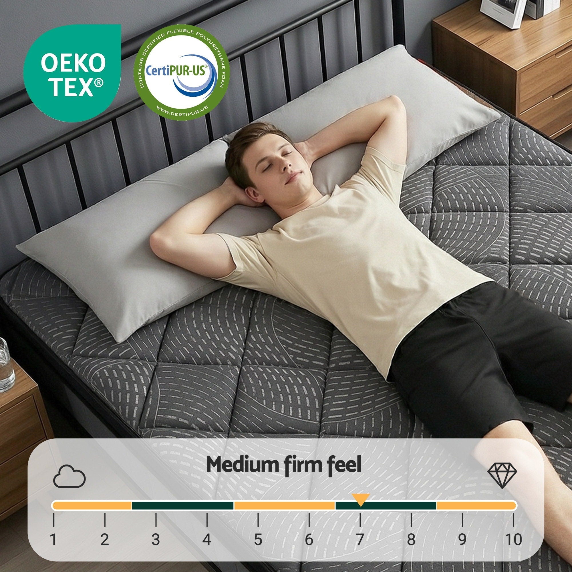 Double Mattress 25cm Pocket Spring Latex Euro Top Medium Firm Bed - Furniture > Mattresses > Double Mattress - Rivercity House & Home Co. (ABN 18 642 972 209) - Affordable Modern Furniture Australia