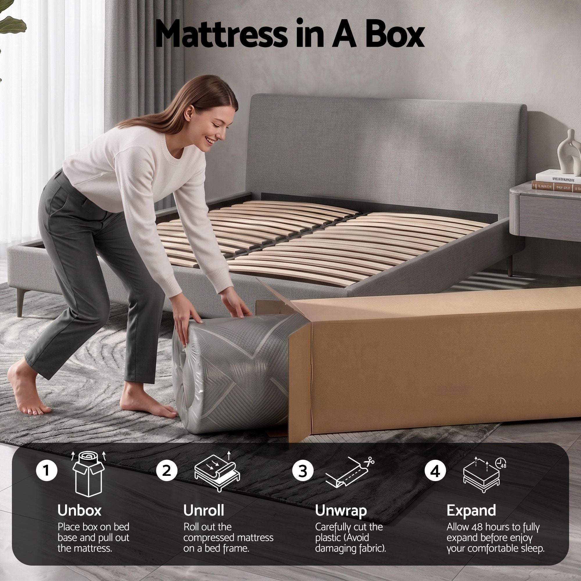 Double Mattress 26cm Firm Pocket Spring with Dual Edge Support - Dark Grey - Furniture > Mattresses > Double Mattress - Rivercity House & Home Co. (ABN 18 642 972 209) - Affordable Modern Furniture Australia