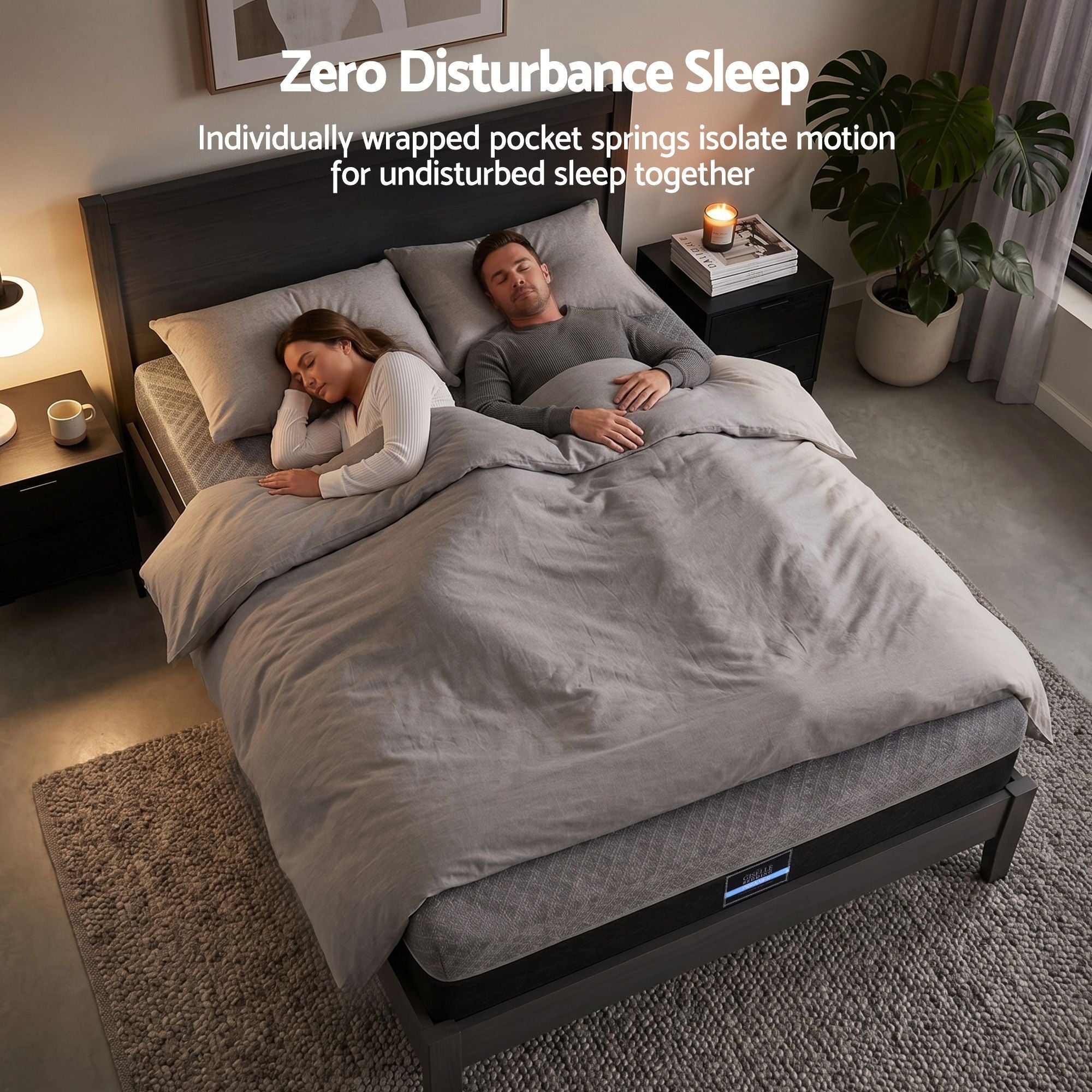 Double Mattress 26cm Firm Pocket Spring with Dual Edge Support - Dark Grey - Furniture > Mattresses > Double Mattress - Rivercity House & Home Co. (ABN 18 642 972 209) - Affordable Modern Furniture Australia