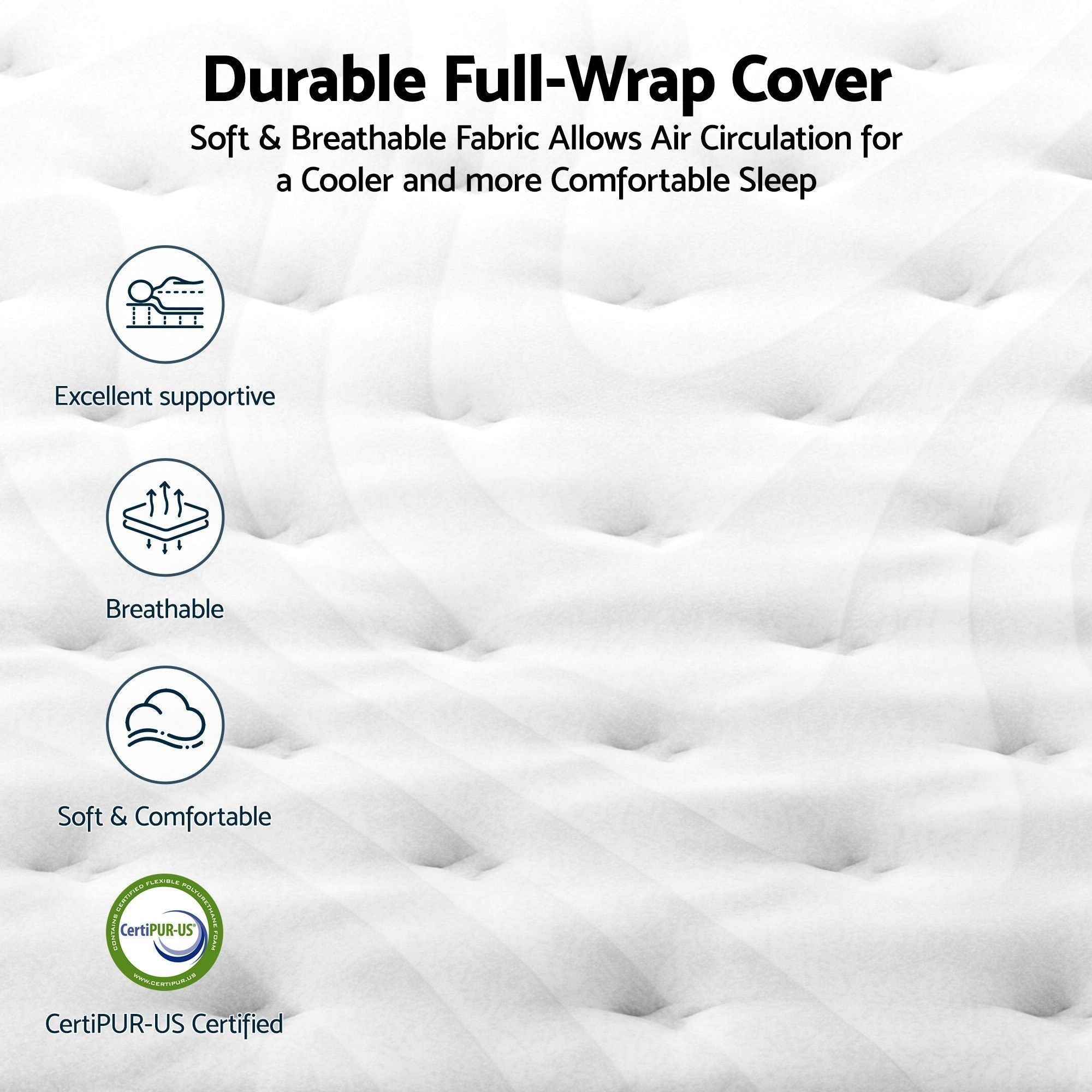Double Mattress , 30cm Medium Firm Hybrid Mattress with Latex Lumbar Support for Back Pain Relief , Pocket Spring Mattress Double Size in a Box - Furniture > Mattresses > Double Mattress - Rivercity House & Home Co. (ABN 18 642 972 209) - Affordable Modern Furniture Australia