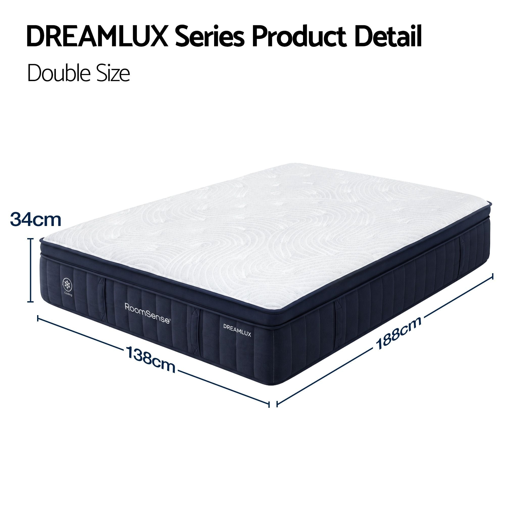 Double Mattress, 34cm Thick Medium Firm Hybrid Mattress for Back Pain Relief, Tencel Cooling Pocket Spring Mattress Double Size in a Box - Furniture > Mattresses > Double Mattress - Rivercity House & Home Co. (ABN 18 642 972 209) - Affordable Modern Furniture Australia