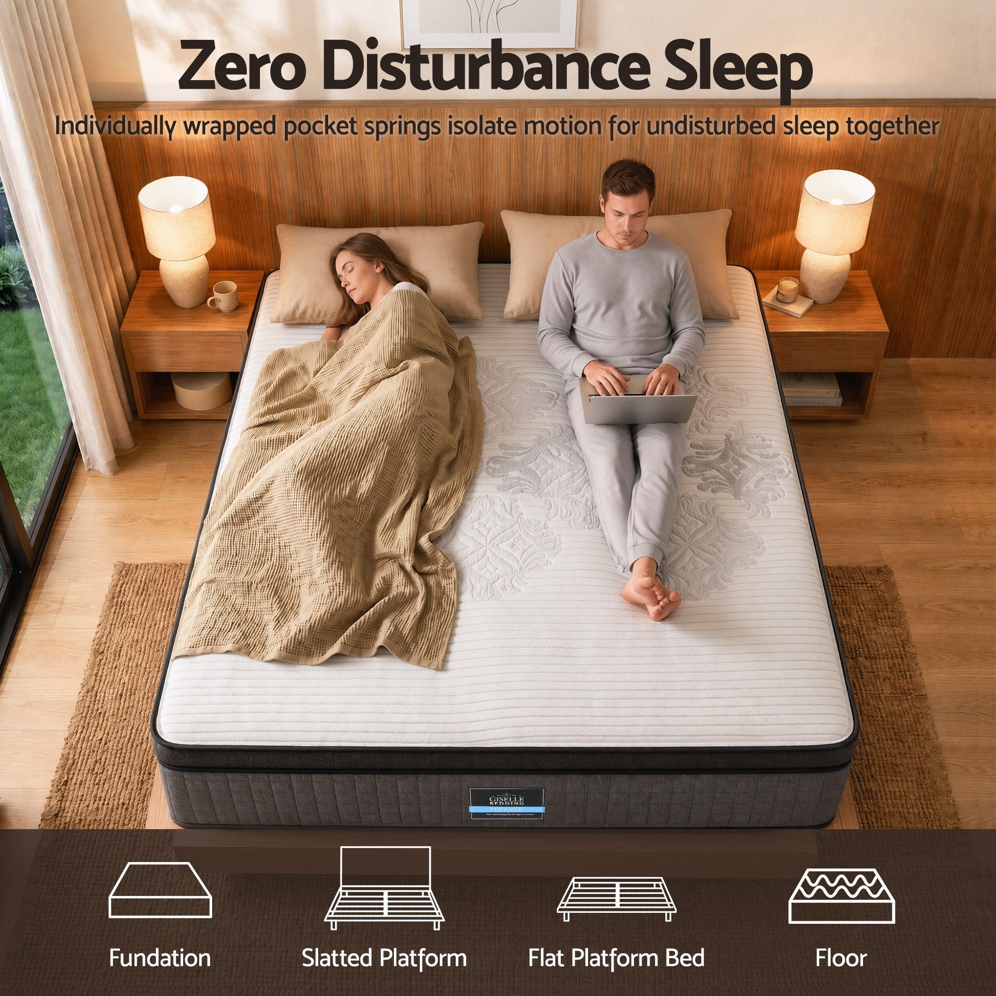 Double Mattress 37cm 4-in-1 Adjustable Firmness Cooling Gel Memory Foam Dual-Zone Flippable for Couples - White and Grey - Furniture > Mattresses > Double Mattress - Rivercity House & Home Co. (ABN 18 642 972 209) - Affordable Modern Furniture Australia