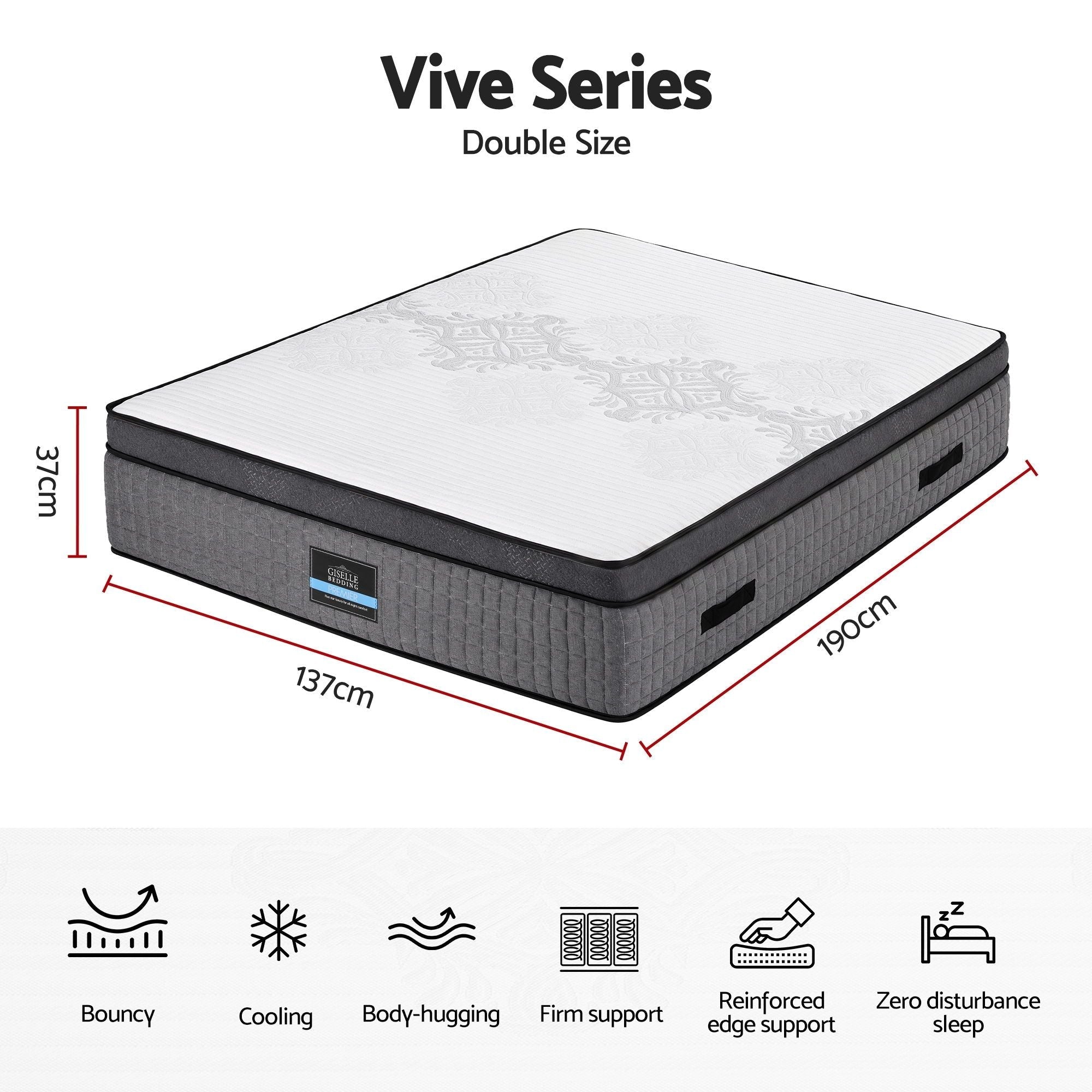 Double Mattress 37cm 4-in-1 Adjustable Firmness Cooling Gel Memory Foam Dual-Zone Flippable for Couples - White and Grey - Furniture > Mattresses > Double Mattress - Rivercity House & Home Co. (ABN 18 642 972 209) - Affordable Modern Furniture Australia