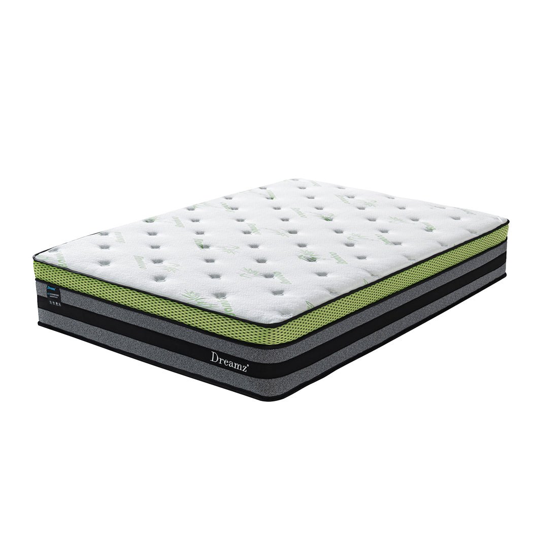 Double Medium - Firm Cooling Pocket Spring Mattress - White/Grey/Green - Rivercity House & Home Co. (ABN 18 642 972 209) - Affordable Modern Furniture Australia