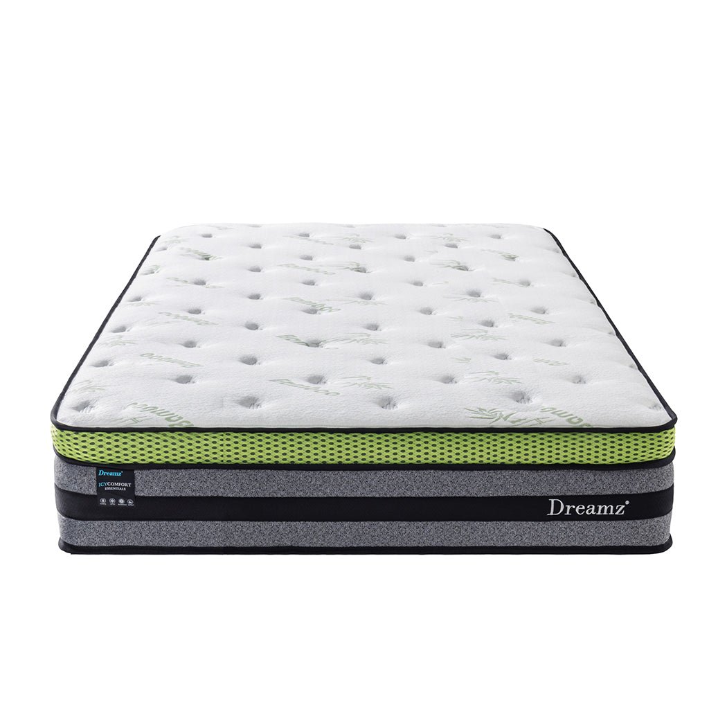 Double Medium - Firm Cooling Pocket Spring Mattress - White/Grey/Green - Rivercity House & Home Co. (ABN 18 642 972 209) - Affordable Modern Furniture Australia