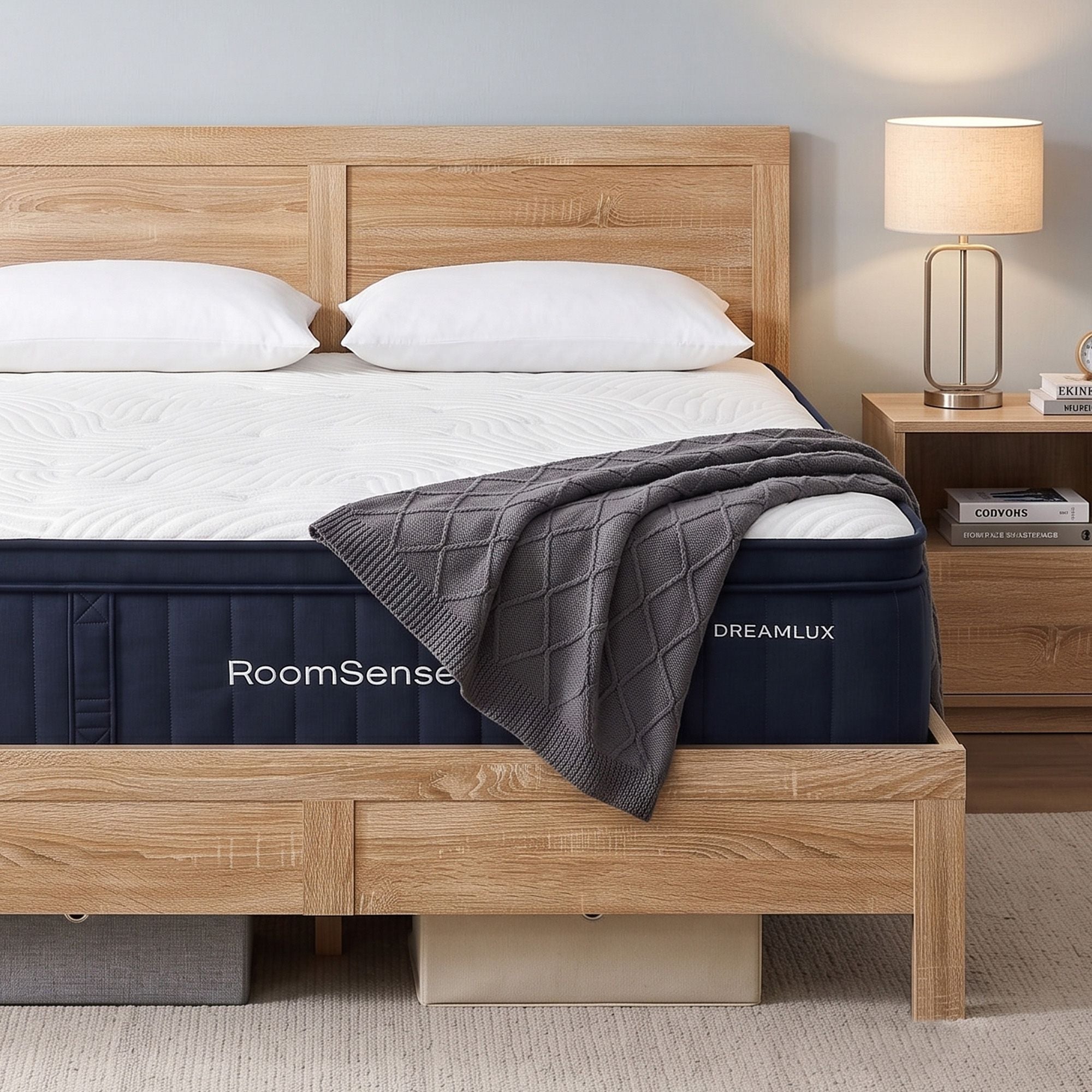 Double Medium Soft Gel Mattress 34cm with Oatmeal Bed Frame Bundle - Furniture > Bedroom > Beds & Bed Frames - Rivercity House & Home Co. (ABN 18 642 972 209) - Affordable Modern Furniture Australia