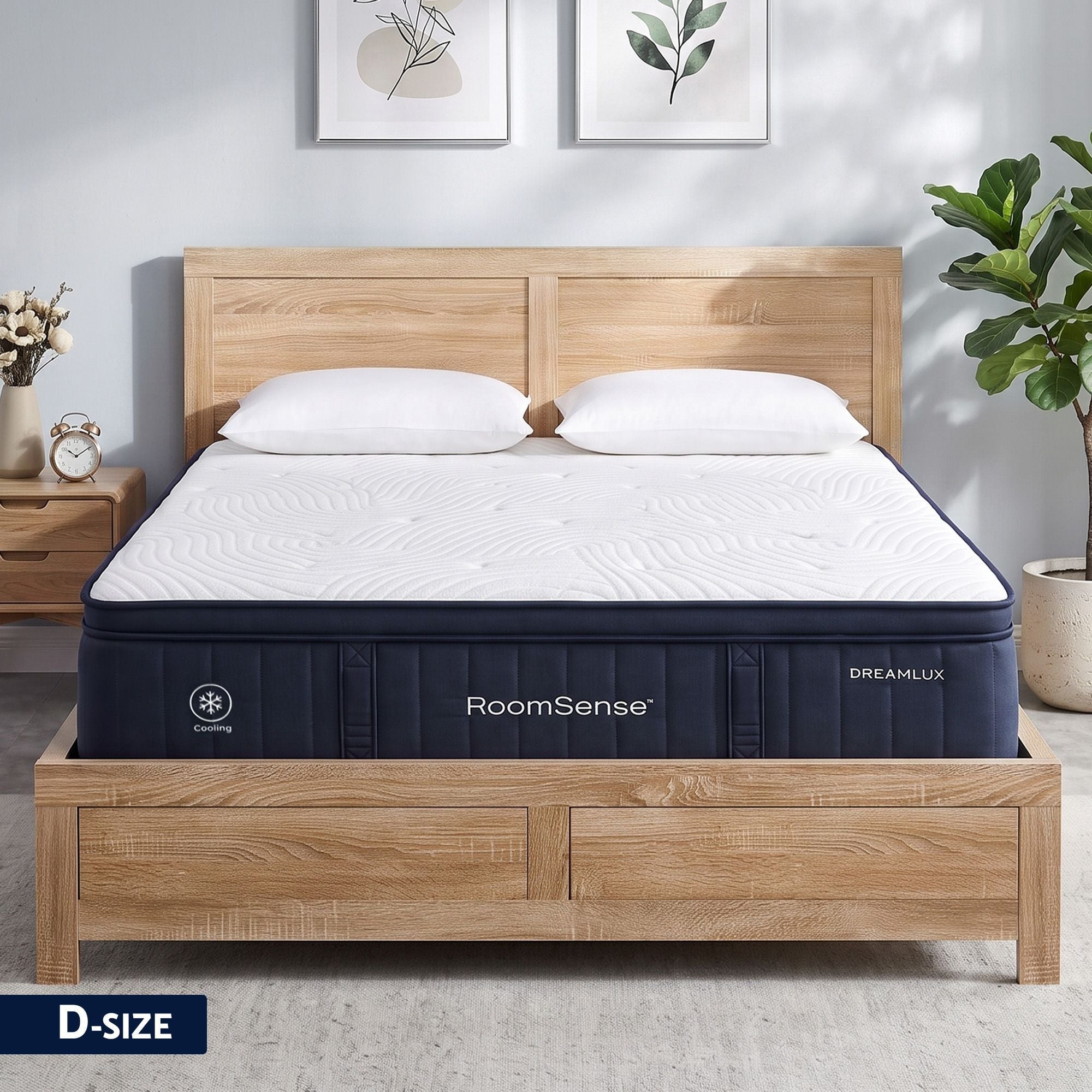 Double Medium Soft Gel Mattress 34cm with Oatmeal Bed Frame Bundle - Furniture > Bedroom > Beds & Bed Frames - Rivercity House & Home Co. (ABN 18 642 972 209) - Affordable Modern Furniture Australia