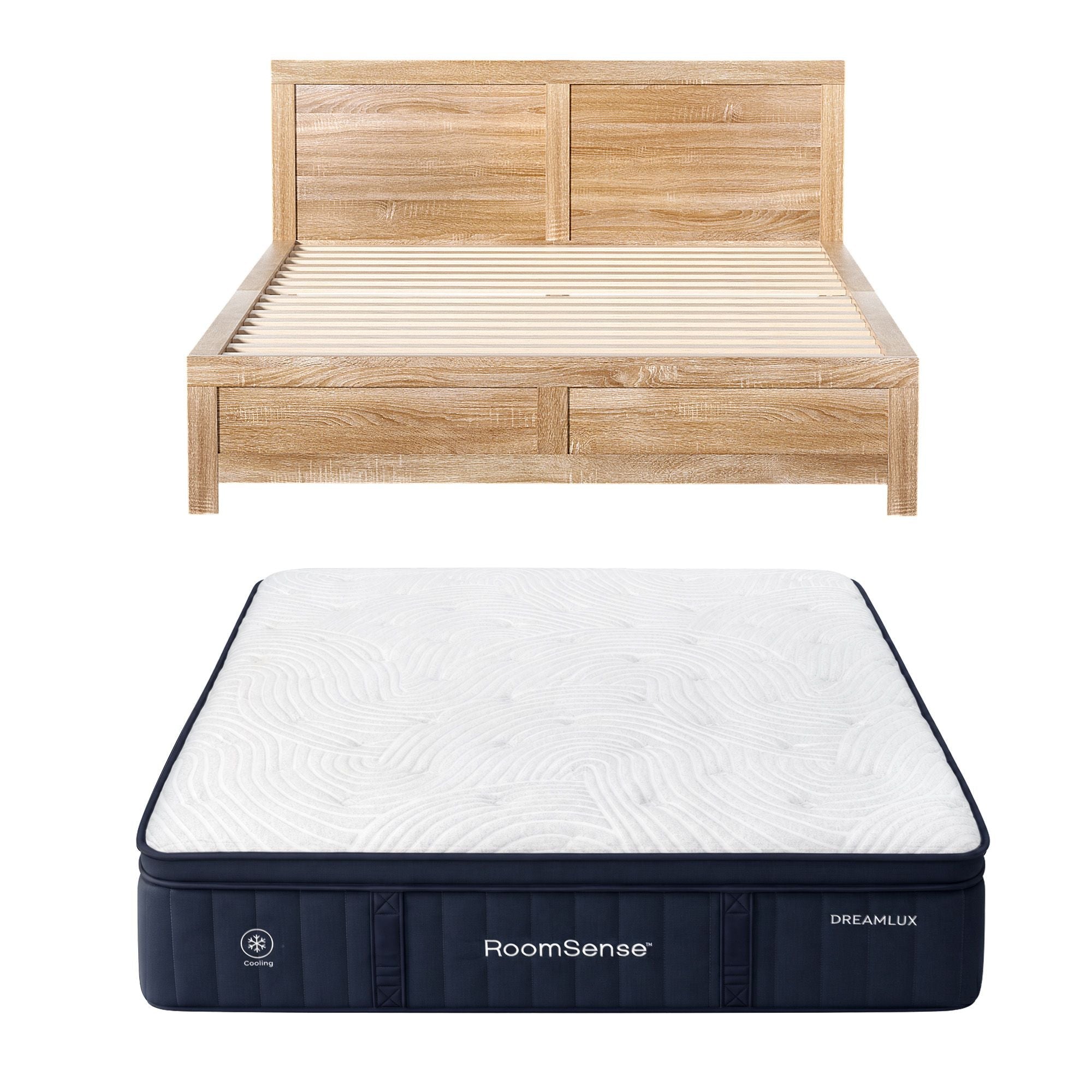 Double Medium Soft Gel Mattress 34cm with Oatmeal Bed Frame Bundle - Furniture > Bedroom > Beds & Bed Frames - Rivercity House & Home Co. (ABN 18 642 972 209) - Affordable Modern Furniture Australia