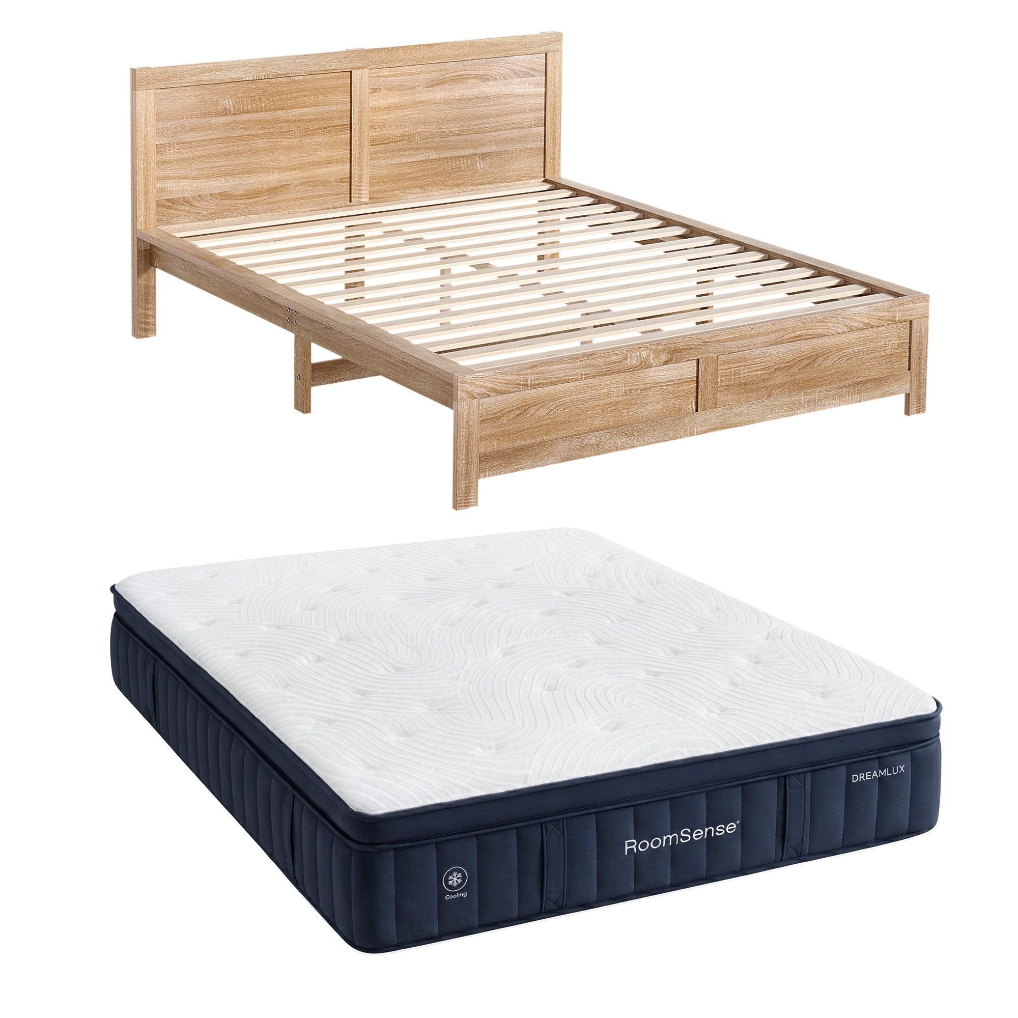 Double Medium Soft Gel Mattress 34cm with Oatmeal Bed Frame Bundle - Furniture > Bedroom > Beds & Bed Frames - Rivercity House & Home Co. (ABN 18 642 972 209) - Affordable Modern Furniture Australia
