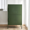 Double Metal Locker Style Buffet Sideboard Cabinet - Green