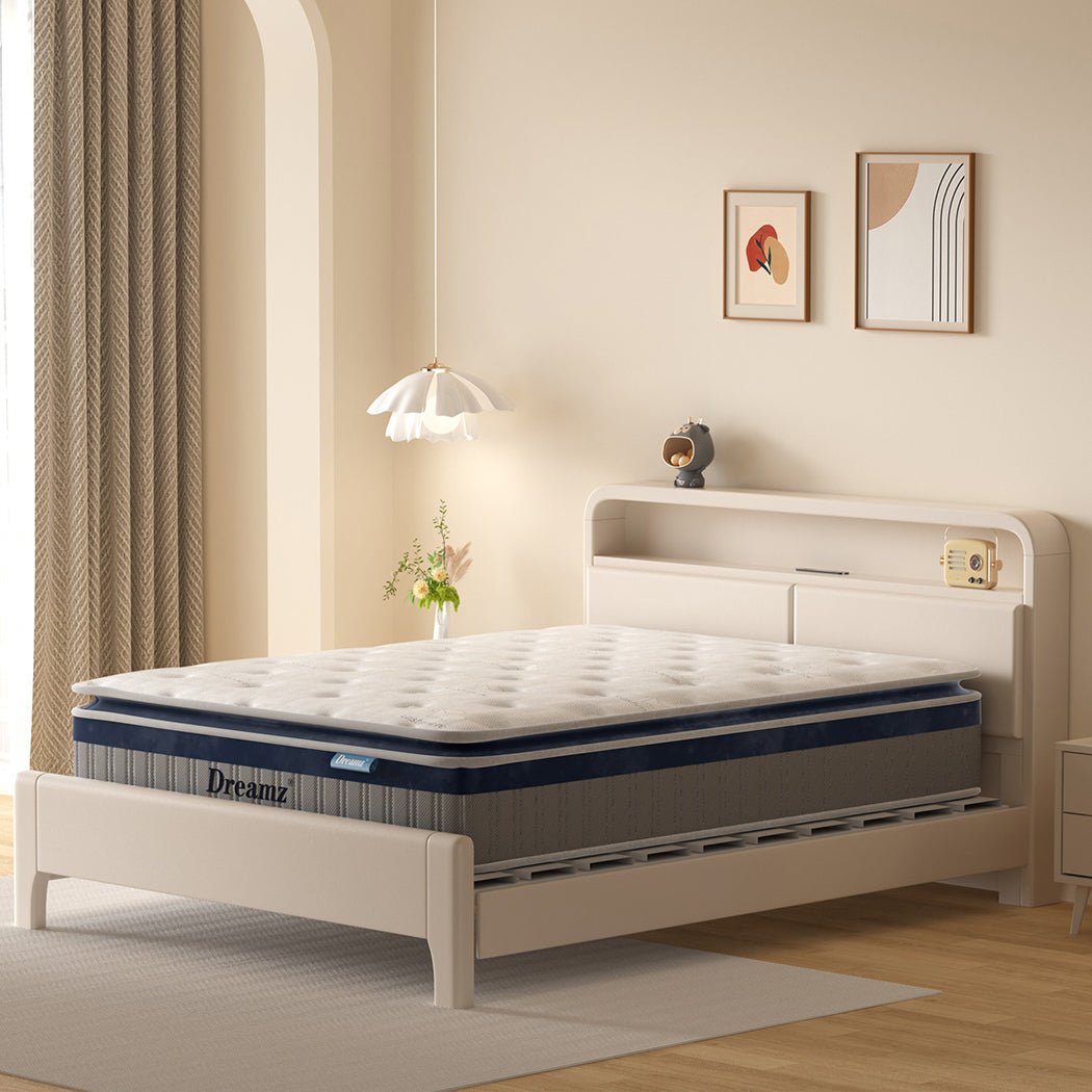 Double Pillow Top Spring Mattress 32cm Thickness - White - Rivercity House & Home Co. (ABN 18 642 972 209) - Affordable Modern Furniture Australia