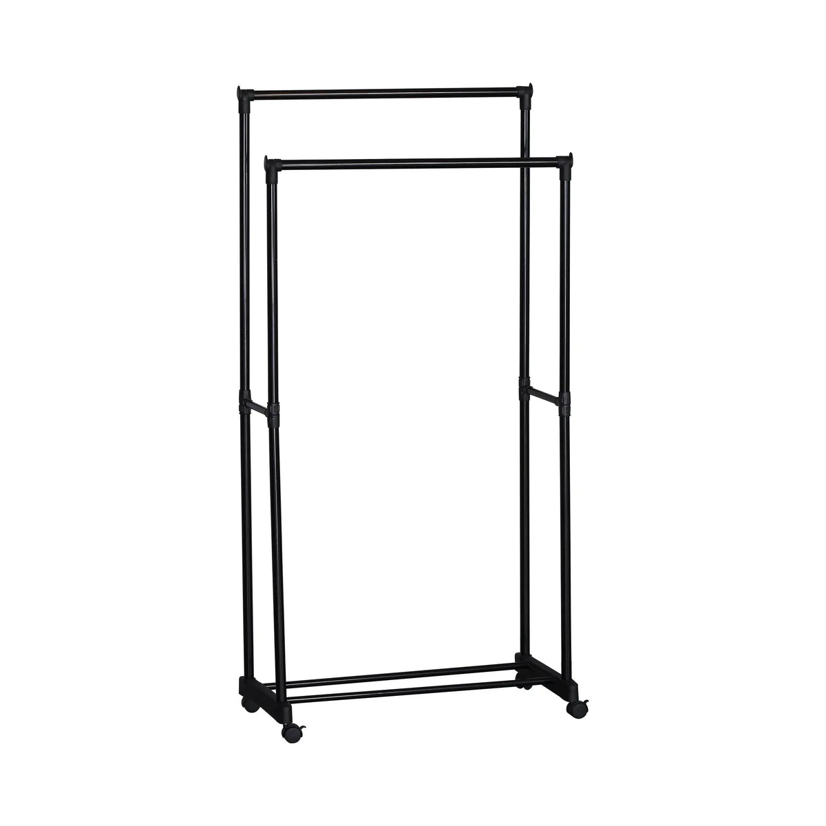 Double Rod Steel Garment Rack with Wheels Basic - Black - Home & Garden > Storage > Clothing & Wardrobe Storage - Rivercity House & Home Co. (ABN 18 642 972 209) - Affordable Modern Furniture Australia