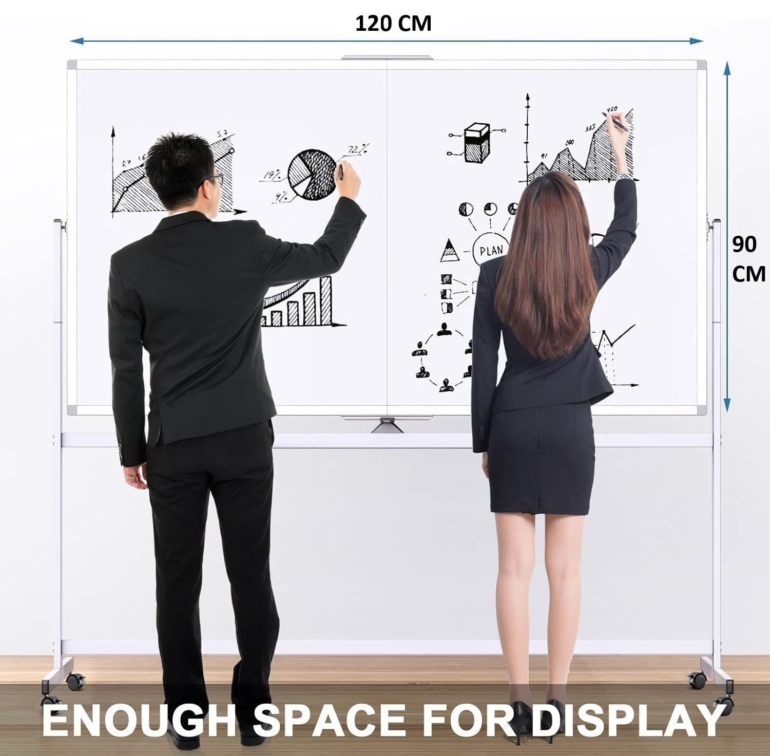 Double - Sided Magnetic Whiteboard 120x90cm with Wheels, Reversible Design for School, Office & Home - Furniture > Dining > Buffets & Sideboards - Rivercity House & Home Co. (ABN 18 642 972 209) - Affordable Modern Furniture Australia