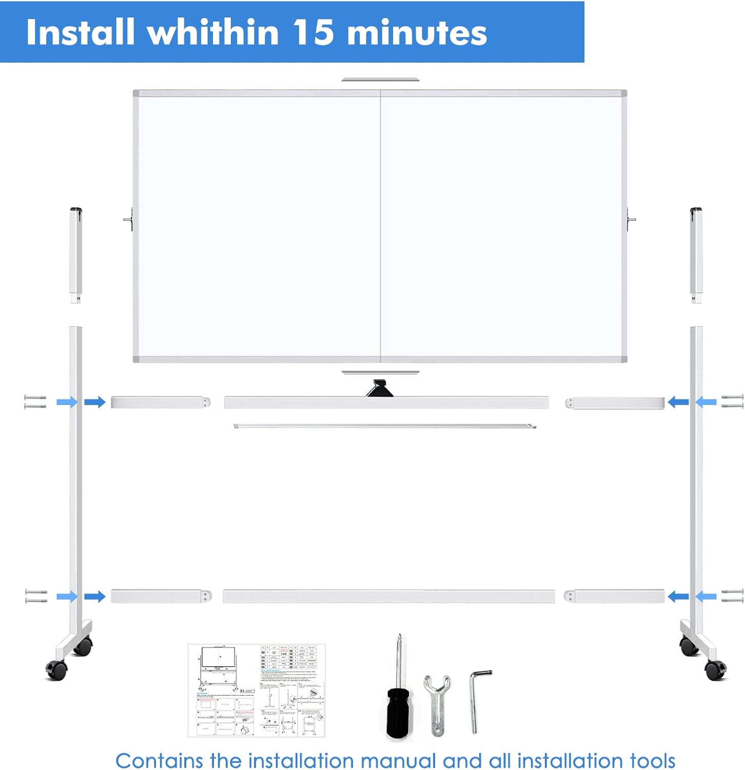 Double - Sided Magnetic Whiteboard 120x90cm with Wheels, Reversible Design for School, Office & Home - Furniture > Dining > Buffets & Sideboards - Rivercity House & Home Co. (ABN 18 642 972 209) - Affordable Modern Furniture Australia