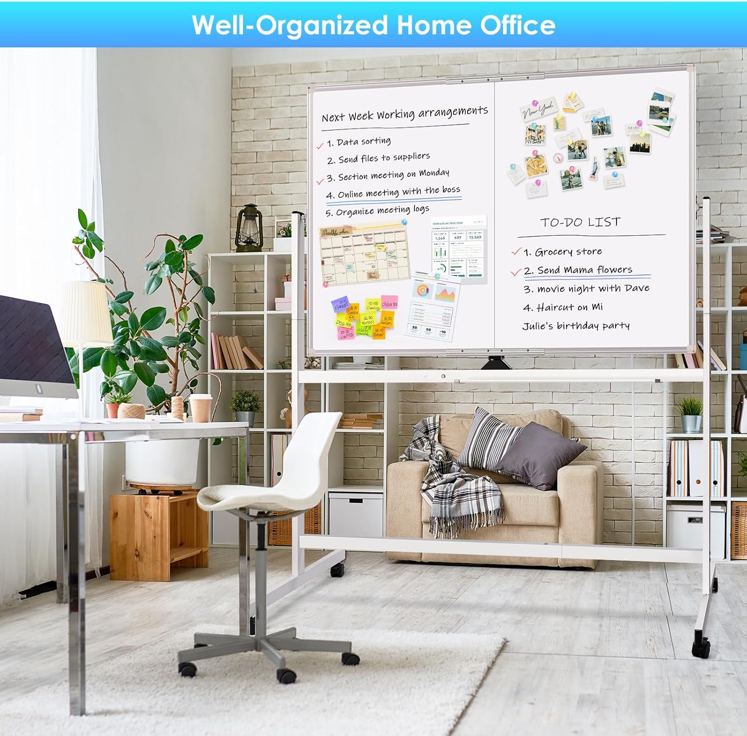 Double - Sided Magnetic Whiteboard 120x90cm with Wheels, Reversible Design for School, Office & Home - Furniture > Dining > Buffets & Sideboards - Rivercity House & Home Co. (ABN 18 642 972 209) - Affordable Modern Furniture Australia