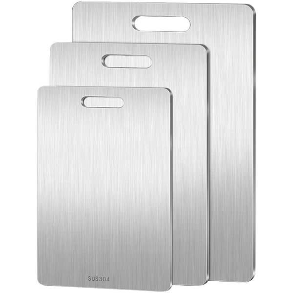 Double-Sided Titanium Stainless Steel Cutting Board 34x23cm for Meat and Fruit - Home & Garden > Kitchenware > Kitchen Utensils - Rivercity House & Home Co. (ABN 18 642 972 209) - Affordable Modern Furniture Australia