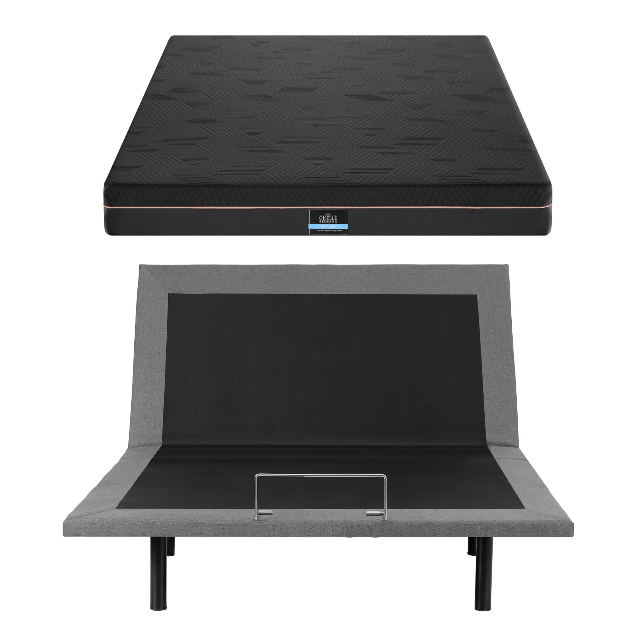 Double size bed frame with Giselle Bedding Double Mattress, adjustable bed Base Combo for Snoring Relief, Independent Head Foot Incline, Wireless Remote, Black,18cm Thickness - Furniture > Bedroom > Beds & Bed Frames - Rivercity House & Home Co. (ABN 18 642 972 209) - Affordable Modern Furniture Australia