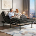Double Adjustable Bed Frame with 18cm Memory Foam Mattress and Wireless Remote for Snoring Relief - Black