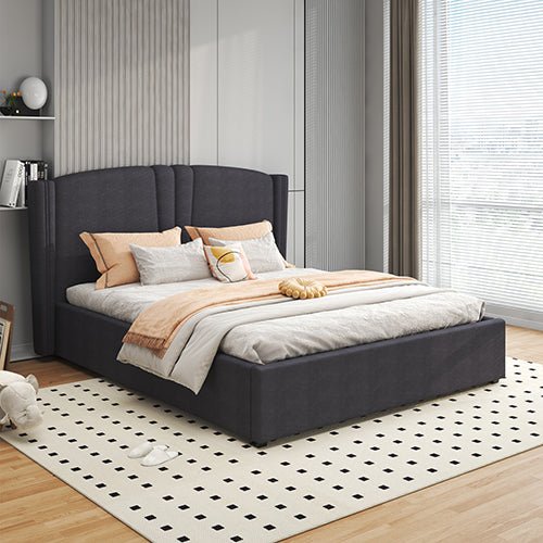 Double Size Gas Lift Bed Frame with Black Velvet Fabric - Black - Furniture > Bedroom > Beds & Bed Frames - Rivercity House & Home Co. (ABN 18 642 972 209) - Affordable Modern Furniture Australia