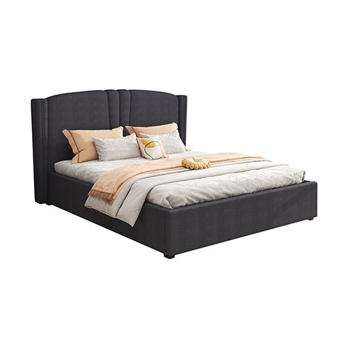Double Size Gas Lift Bed Frame with Black Velvet Fabric - Black - Furniture > Bedroom > Beds & Bed Frames - Rivercity House & Home Co. (ABN 18 642 972 209) - Affordable Modern Furniture Australia