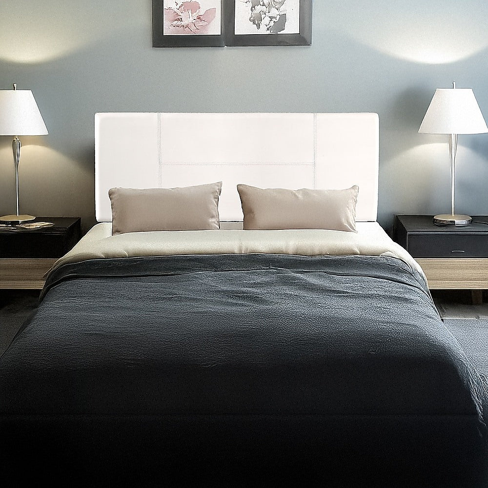 Double Size | PU Leather Bed Headboard Bedhead (White) - Rivercity House & Home Co. (ABN 18 642 972 209) - Affordable Modern Furniture Australia