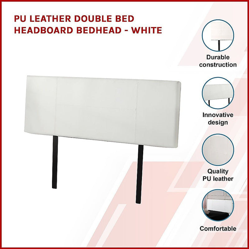 Double Size | PU Leather Bed Headboard Bedhead (White) - Rivercity House & Home Co. (ABN 18 642 972 209) - Affordable Modern Furniture Australia