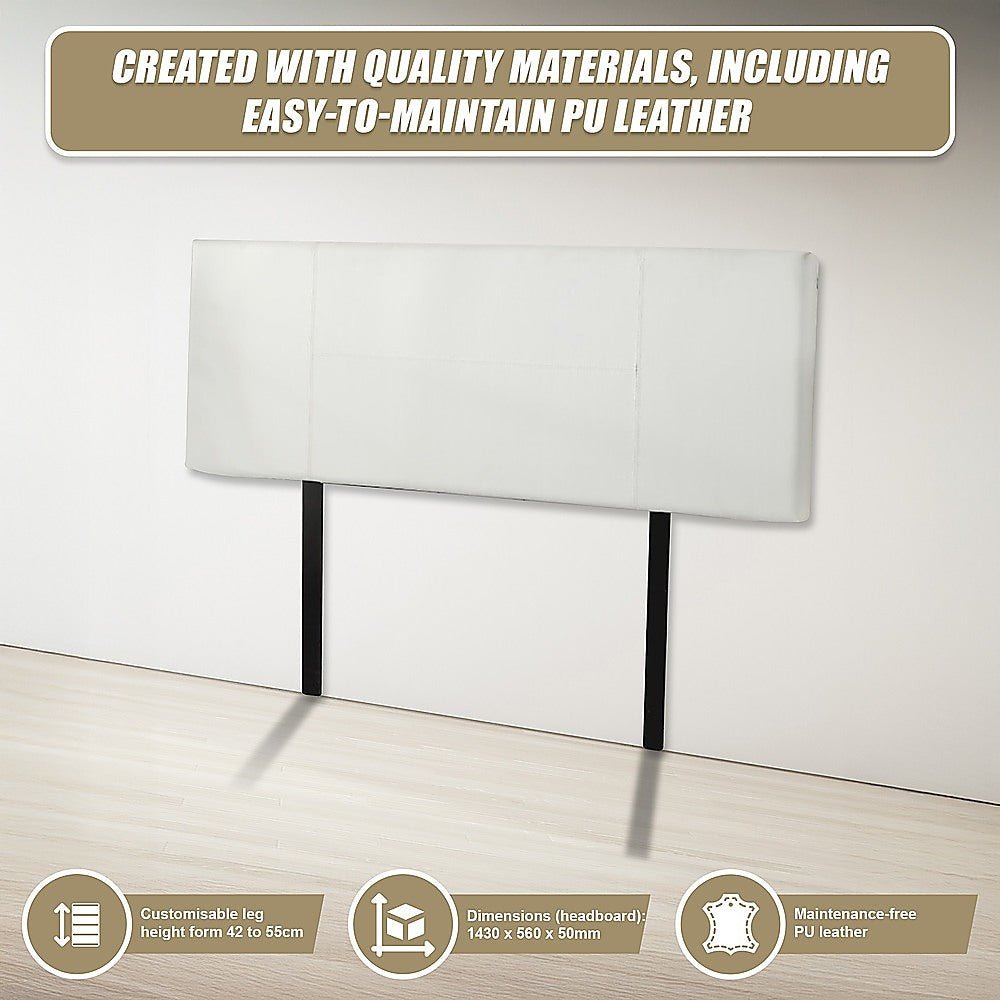 Double Size | PU Leather Bed Headboard Bedhead (White) - Rivercity House & Home Co. (ABN 18 642 972 209) - Affordable Modern Furniture Australia