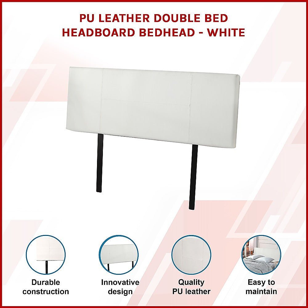 Double Size | PU Leather Bed Headboard Bedhead (White) - Rivercity House & Home Co. (ABN 18 642 972 209) - Affordable Modern Furniture Australia