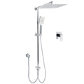 Double Square 12" Rain Shower Head with 3-Mode Handheld & Diverter Rail Mixer Set - Chrome