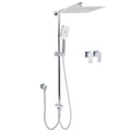 Double Square 12" Rain Shower Head with 3-Mode Handheld, Diverter Rail & Taps Set - Chrome