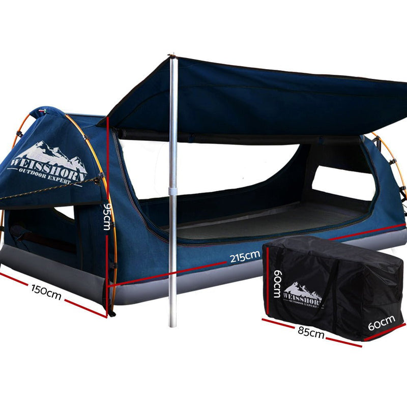 Double Swag Camping Swags Canvas Free Standing Dome Tent Dark Blue with 7CM Mattress - Outdoor > Camping - Rivercity House & Home Co. (ABN 18 642 972 209) - Affordable Modern Furniture Australia