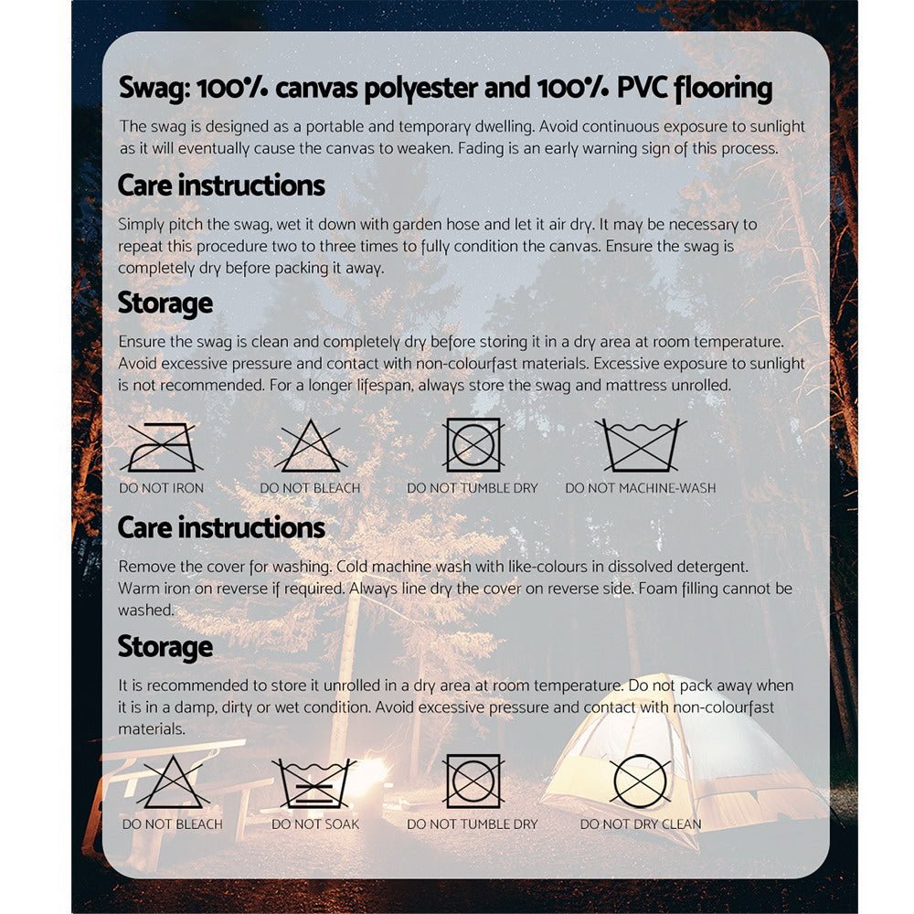 Double Swag Camping Swags Deluxe Canvas Tent Dark Grey - Outdoor Recreation > Camping > Tents - Rivercity House & Home Co. (ABN 18 642 972 209) - Affordable Modern Furniture Australia