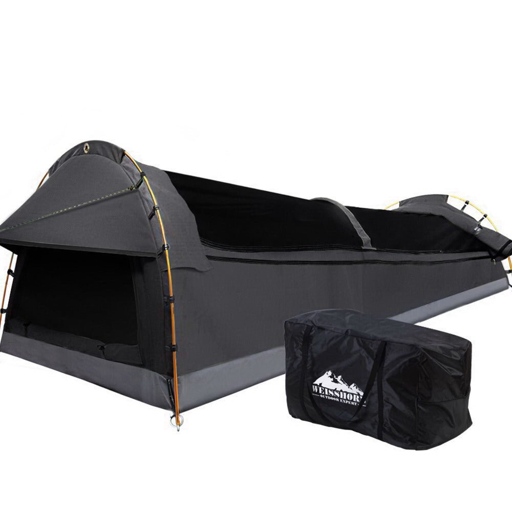Double Swag Camping Swags Deluxe Canvas Tent Dark Grey - Outdoor Recreation > Camping > Tents - Rivercity House & Home Co. (ABN 18 642 972 209) - Affordable Modern Furniture Australia