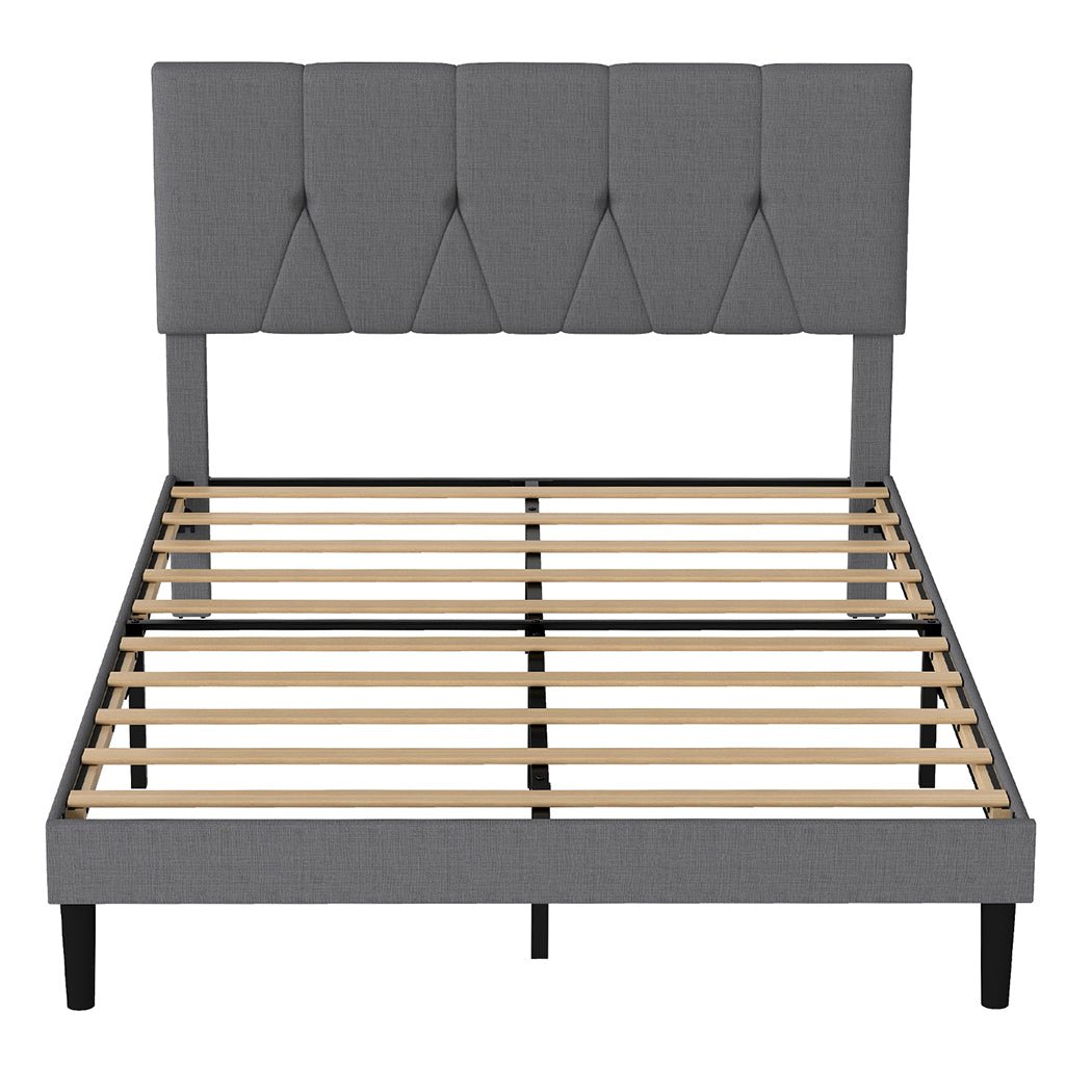 Double Upholstered Platform Bed Frame with Storage - Grey - Rivercity House & Home Co. (ABN 18 642 972 209) - Affordable Modern Furniture Australia