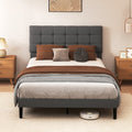 Double Upholstered Platform Bed Frame with Storage - Grey
