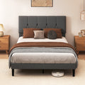 Double Upholstered Platform Bed Frame with Storage - Grey