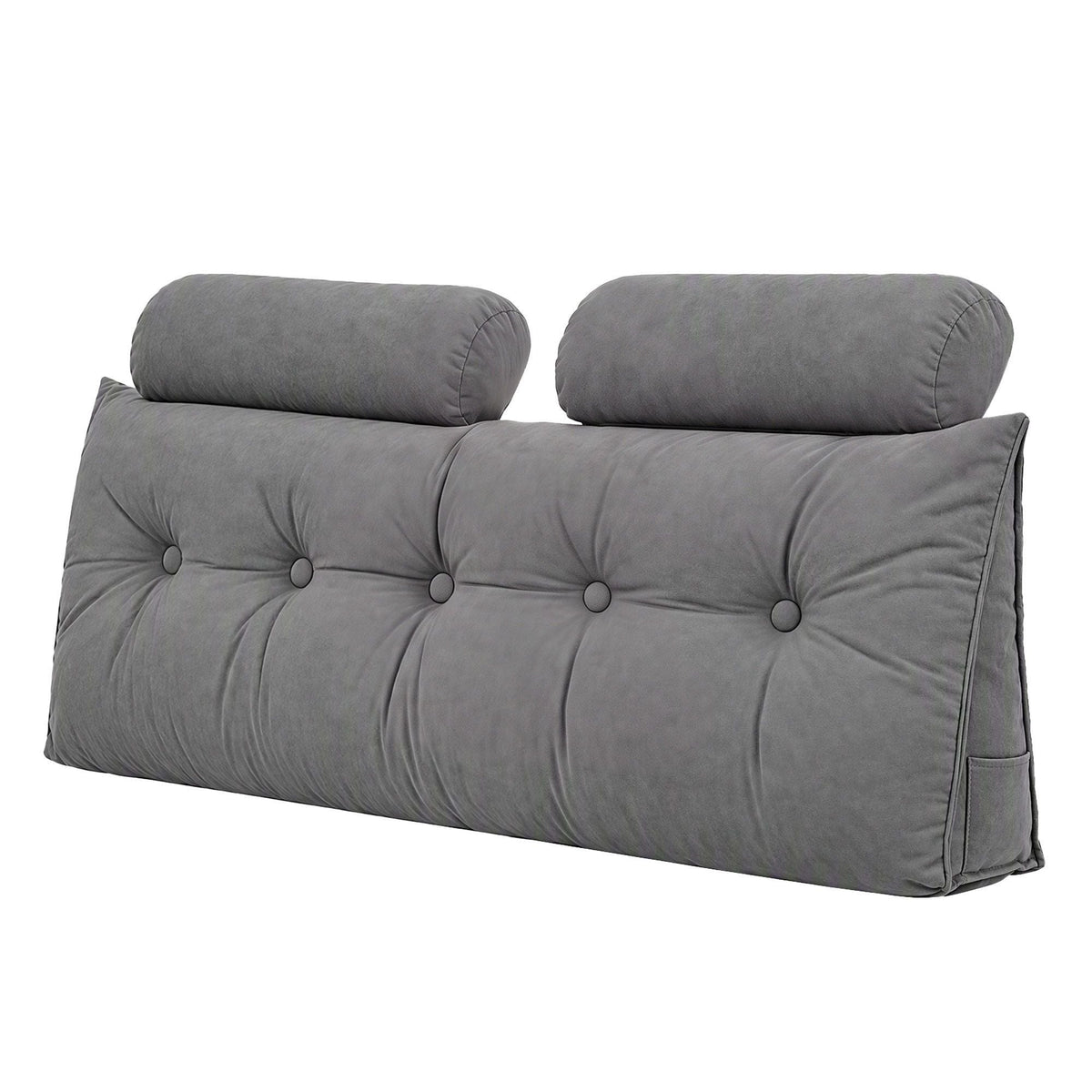 Double Wedge Triangular Headboard Pillow with 2 Cushions - Grey - Furniture > Bedroom > Headboards - Rivercity House & Home Co. (ABN 18 642 972 209) - Affordable Modern Furniture Australia