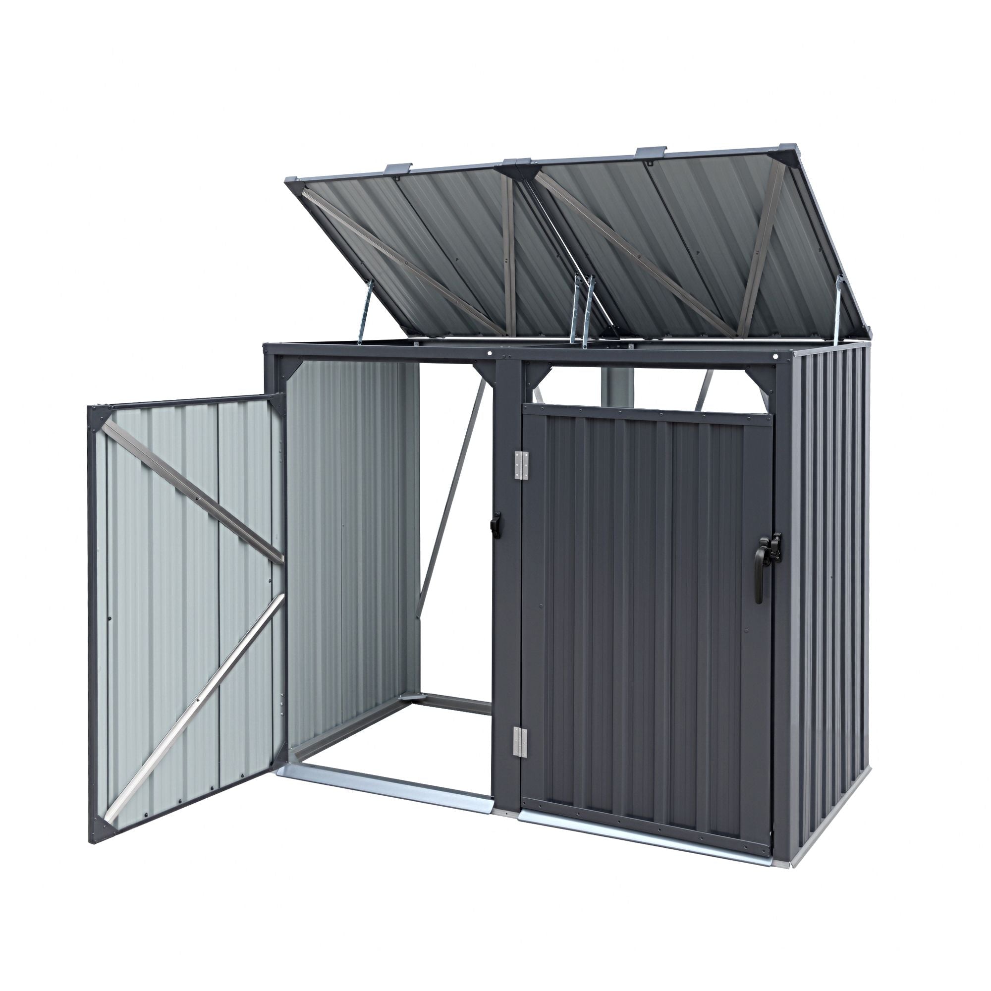 Double Wheelie Waste Bin Storage Shed Steel Enclosure for Garden - Grey - Home & Garden > Storage > Sheds - Rivercity House & Home Co. (ABN 18 642 972 209) - Affordable Modern Furniture Australia