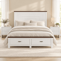 Double Wooden Bed Frame with 2 Bedside Tables Bedroom Furniture Set