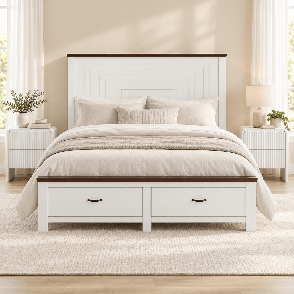 Double Wooden Bed Frame with 2 Bedside Tables Bedroom Furniture Set - Furniture > Bedroom > Beds & Bed Frames - Rivercity House & Home Co. (ABN 18 642 972 209) - Affordable Modern Furniture Australia