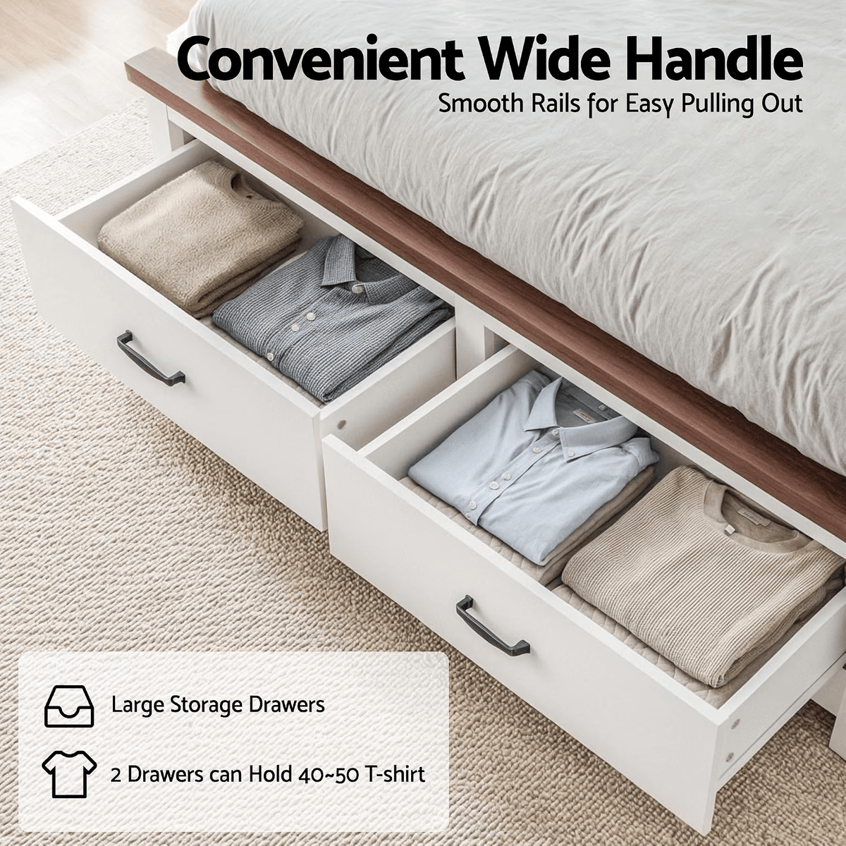 Double Wooden Bed Frame with 2 Bedside Tables Bedroom Furniture Set - Furniture > Bedroom > Beds & Bed Frames - Rivercity House & Home Co. (ABN 18 642 972 209) - Affordable Modern Furniture Australia