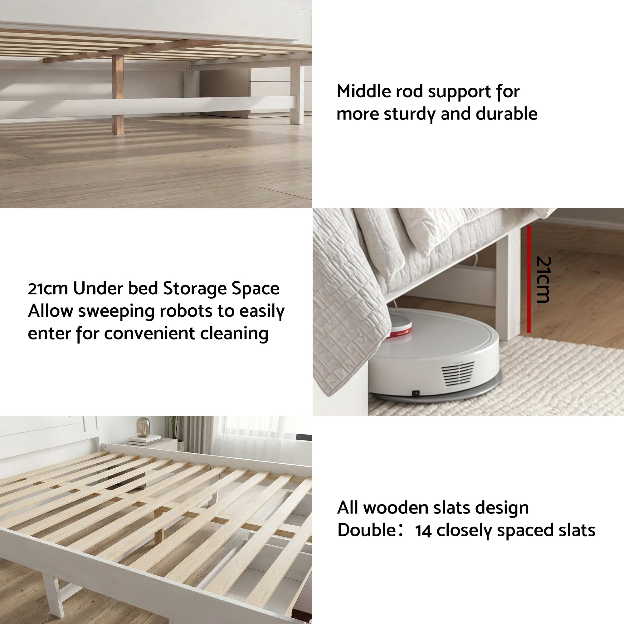 Double Wooden Bed Frame with 2 Drawer Platform Bed with 108cm Solid High Headboard White Bed Base for Bedroom Easy Assembly - Furniture > Bedroom > Beds & Bed Frames - Rivercity House & Home Co. (ABN 18 642 972 209) - Affordable Modern Furniture Australia