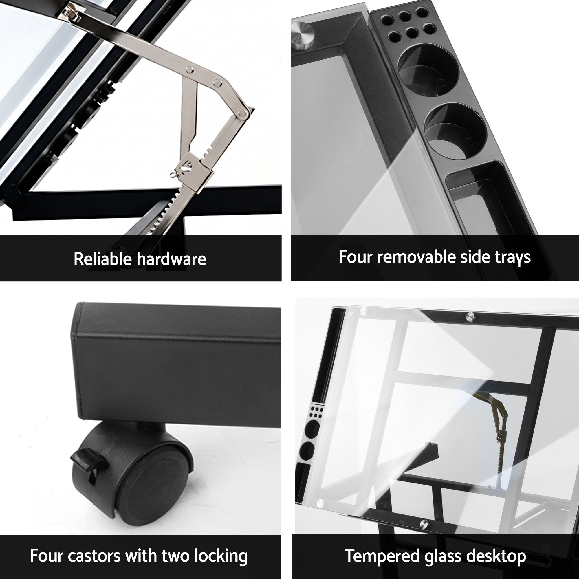 Drawing Table with Ergonomic Office Chair, Drafting Tables with Tempered Glass Desktop, Removable Drawers, Drafting Stool with Height Adjustable for Artwork Painting Studio - Furniture > Office > Office & Desk Chairs - Rivercity House & Home Co. (ABN 18 642 972 209) - Affordable Modern Furniture Australia
