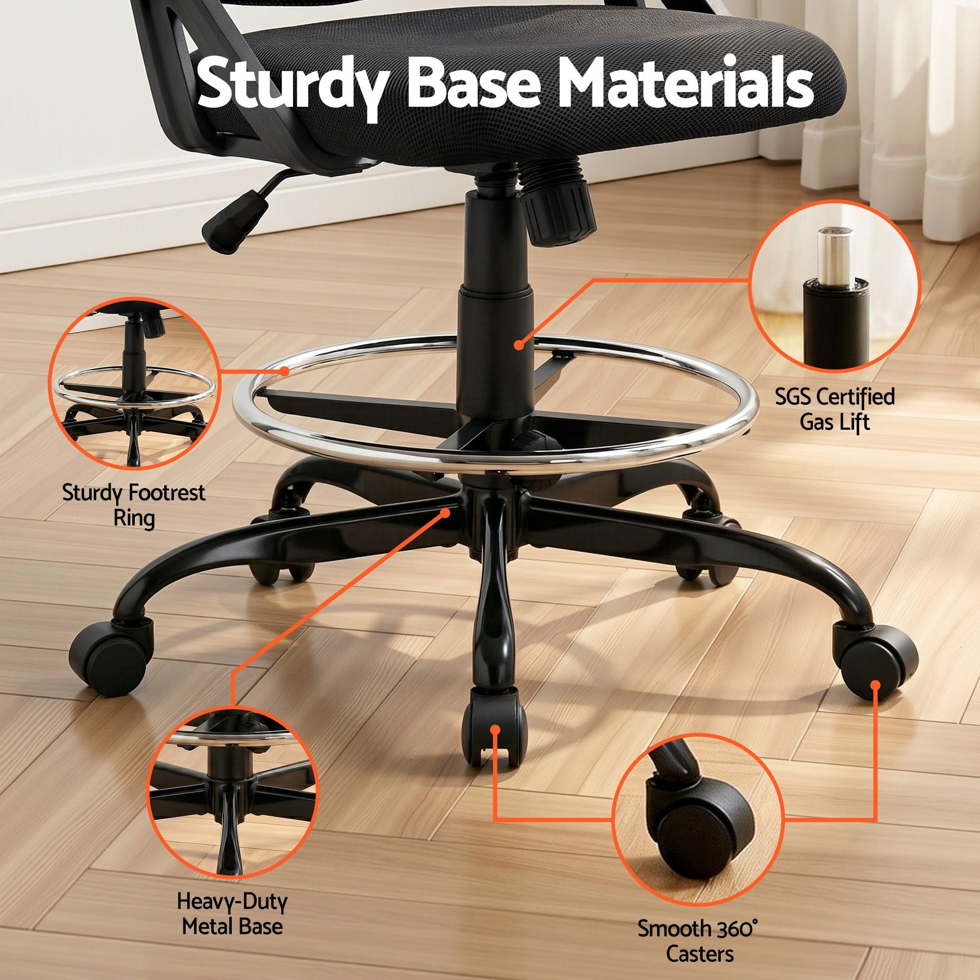 Drawing Table with Ergonomic Office Chair, Drafting Tables with Tempered Glass Desktop, Removable Drawers, Drafting Stool with Height Adjustable for Artwork Painting Studio - Furniture > Office > Office & Desk Chairs - Rivercity House & Home Co. (ABN 18 642 972 209) - Affordable Modern Furniture Australia