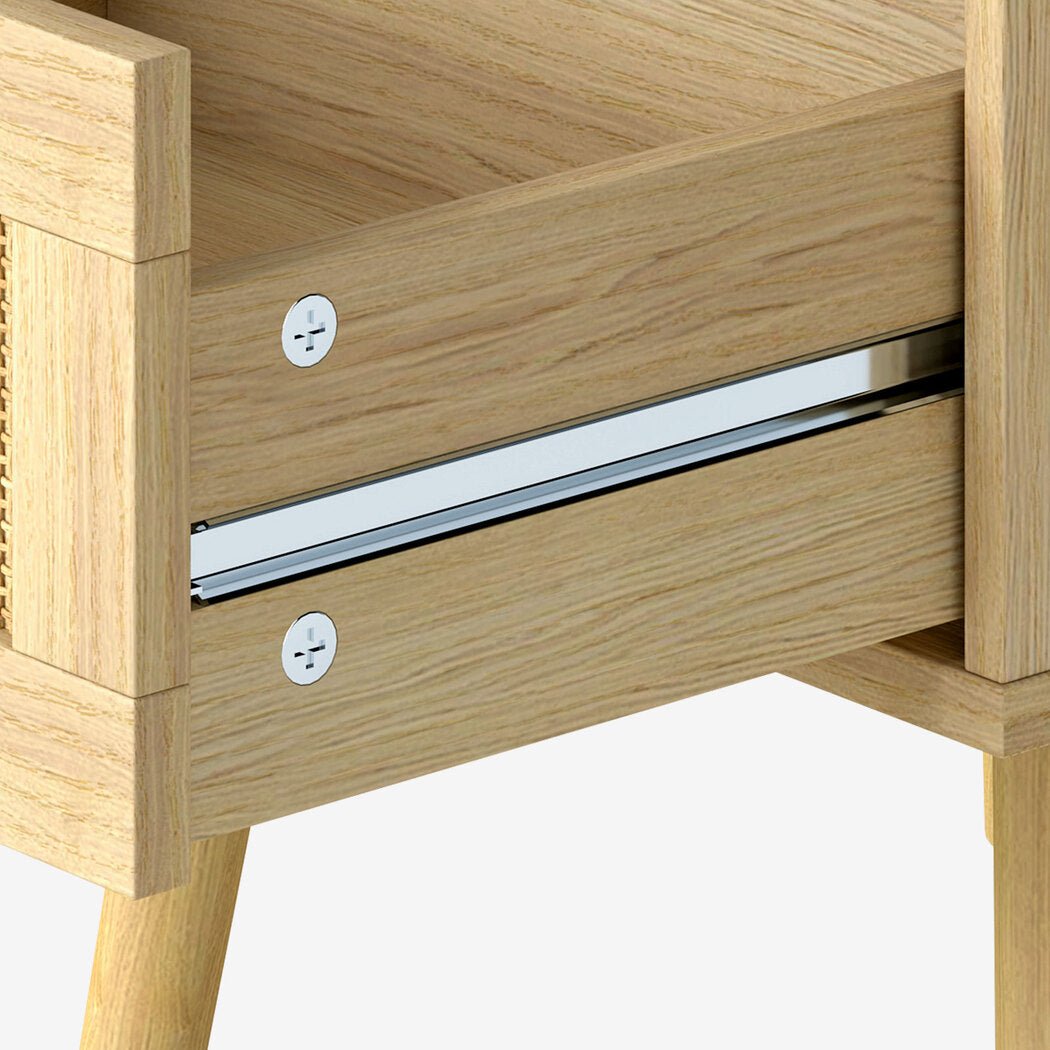 Dreamz 2 - Piece Wooden Bedside Tables with Rattan Drawers - Natural - Rivercity House & Home Co. (ABN 18 642 972 209) - Affordable Modern Furniture Australia