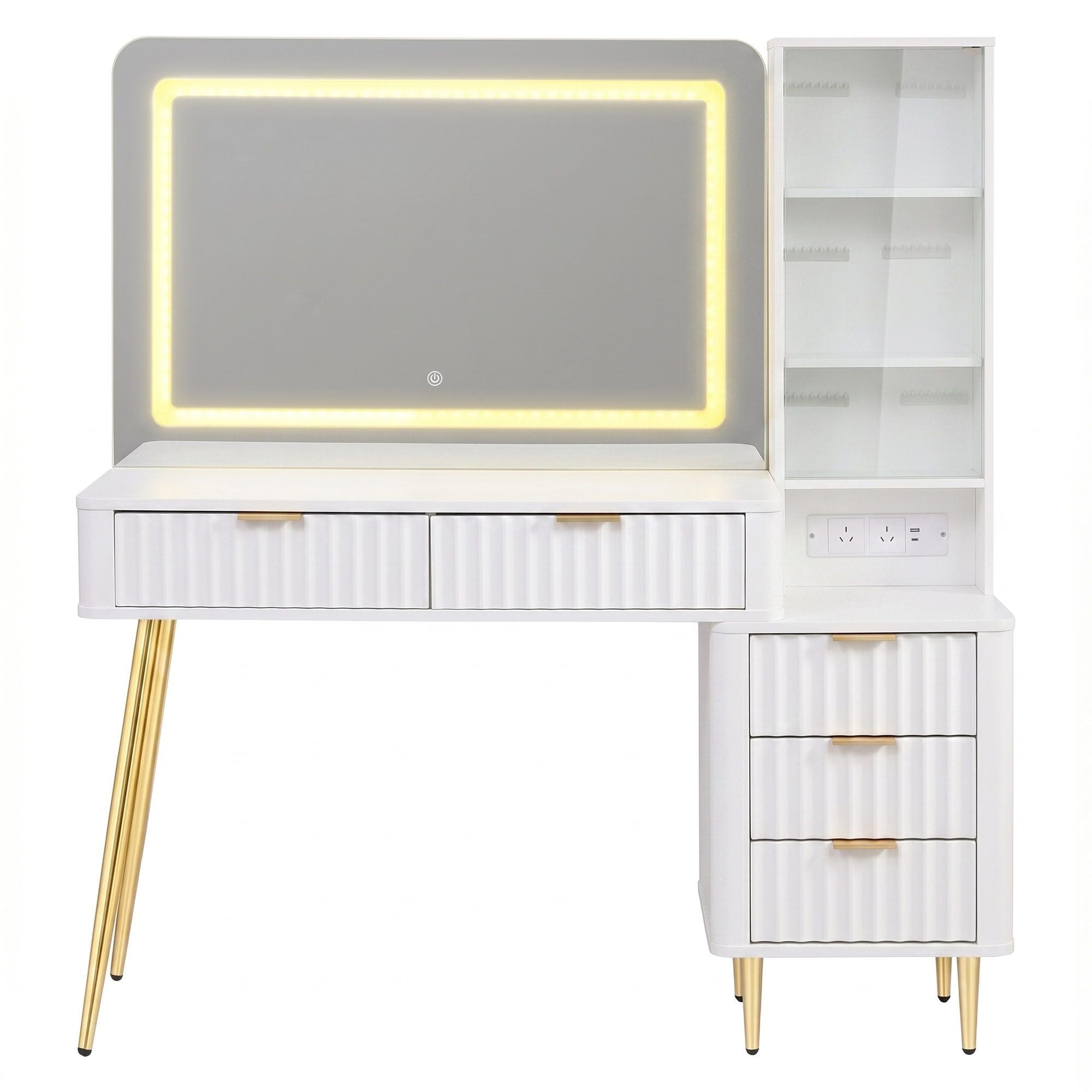Dressing Table LED Vanity Desk Charging Station White - Furniture > Bedroom > Dressing Vanity & Dressing Tables - Rivercity House & Home Co. (ABN 18 642 972 209) - Affordable Modern Furniture Australia