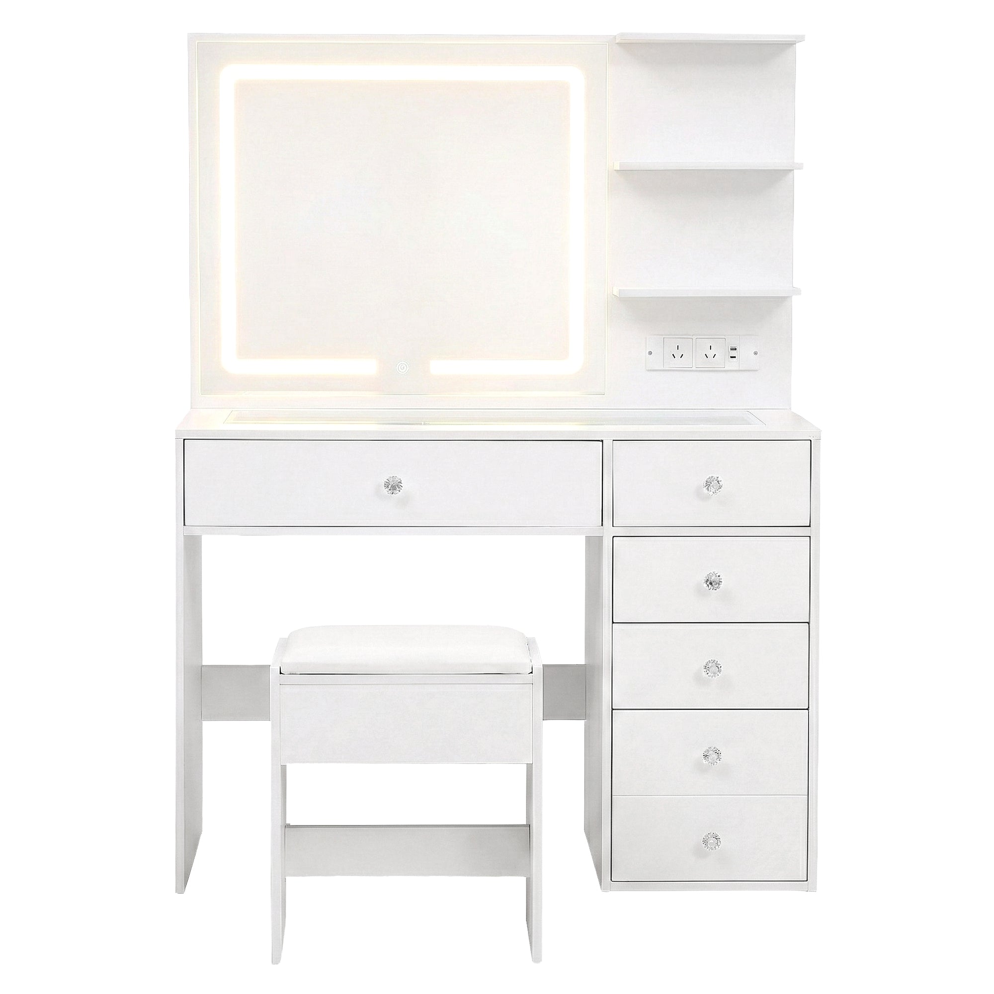 Dressing Table LED Vanity Desk Set Stool White - Furniture > Bedroom > Dressing Vanity & Dressing Tables - Rivercity House & Home Co. (ABN 18 642 972 209) - Affordable Modern Furniture Australia