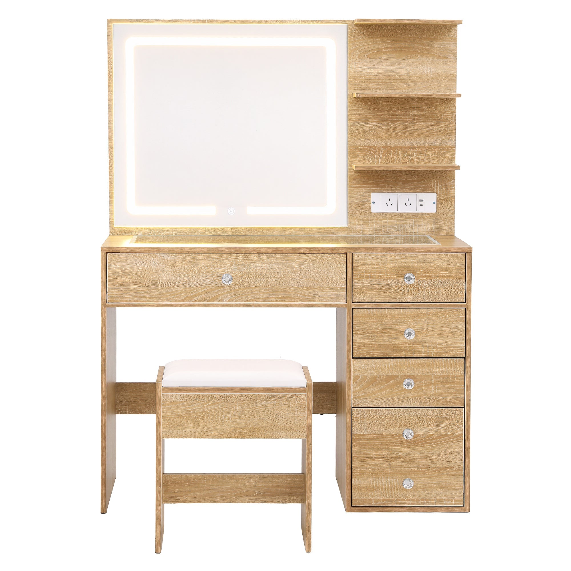 Dressing Table LED Vanity Desk Set Stool Wood - Furniture > Bedroom > Dressing Vanity & Dressing Tables - Rivercity House & Home Co. (ABN 18 642 972 209) - Affordable Modern Furniture Australia
